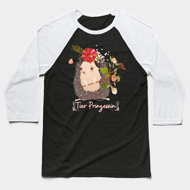 Igel Tier Prinzessin Blumen Süß Baseball T-Shirt by Maggini Art